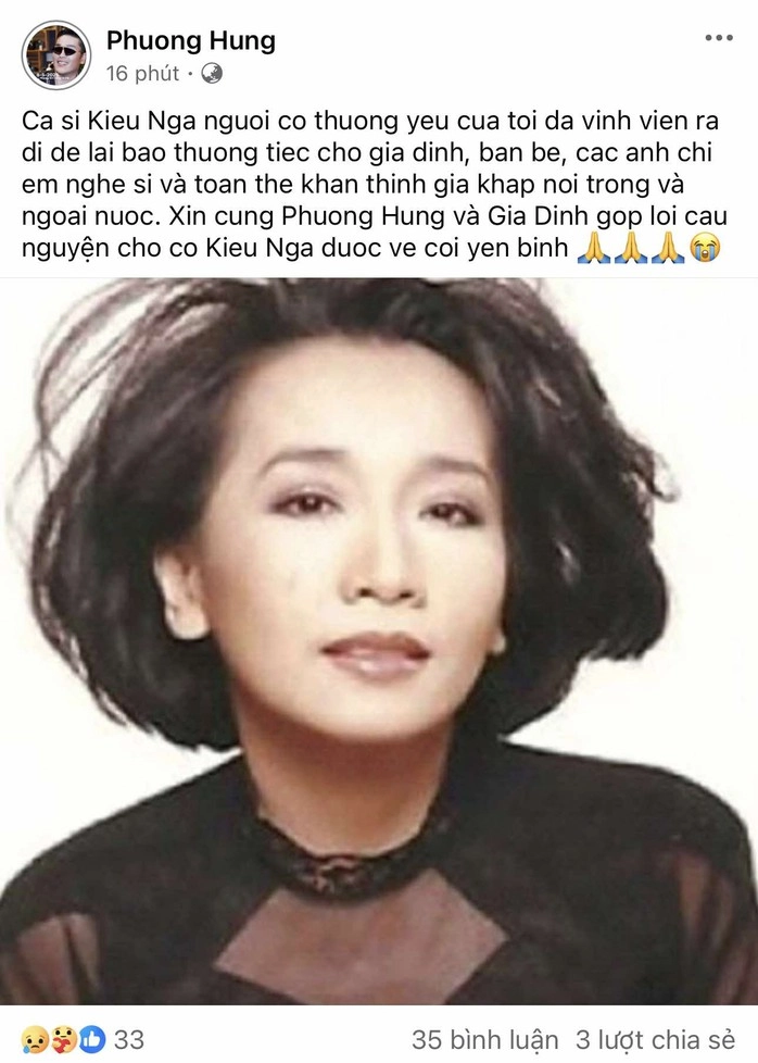 Ca sĩ kiều nga - em gái danh ca elvis phương - qua đời thọ 65 tuổi - 2