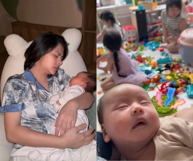 Cảnh làm mẹ 4 con của vân trang thức đêm cho quý tử ti sữa vẫn bù đầu dỗ dành cặp song sinh khóc nhè - 1