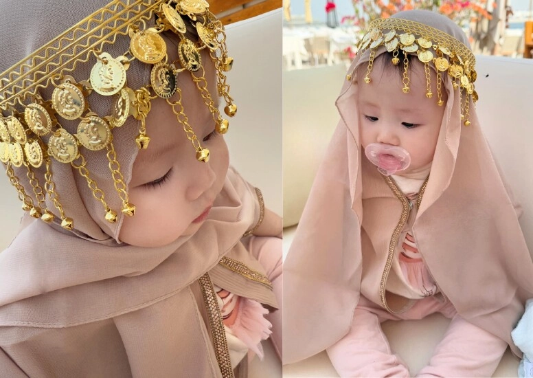 Cặp song sinh nhà phương oanh hóa thành hoàng tử công chúa ở xứ dubai bé jenny được dát vàng trông cực yêu - 5