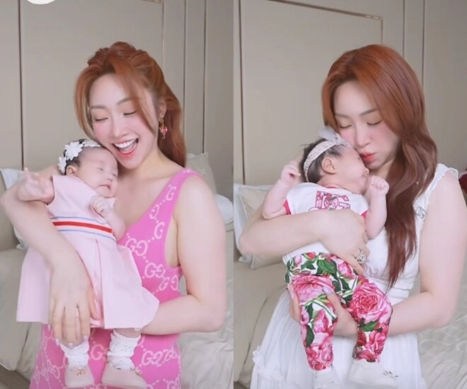 Con gái chi bảo chuẩn tiểu thư hào môn 2 tháng tuổi đã có bộ sưu tập đồ hiệu đắt đỏ mặc đồ đôi với mẹ - 1