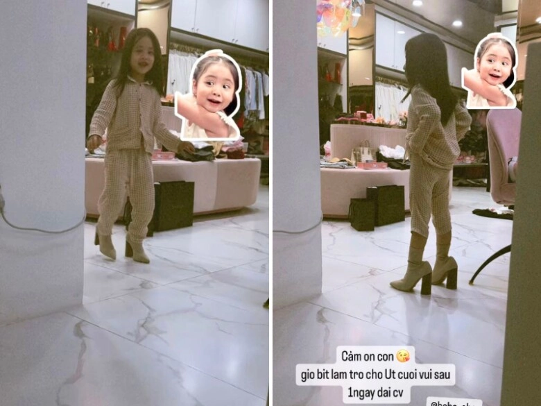 Con gái ngọc trinh được nuôi chuẩn tiểu thư gương mặt giống hệt mẹ 5 tuổi đã điệu đà mê cao gót - 1