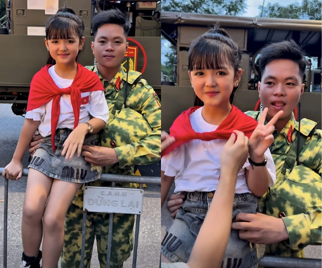 con gái tăng duy tân đi cổ vũ concert quốc gia mắt to môi đỏ nổi bần bật trên tay chiến sĩ diễu binh a80 - 1