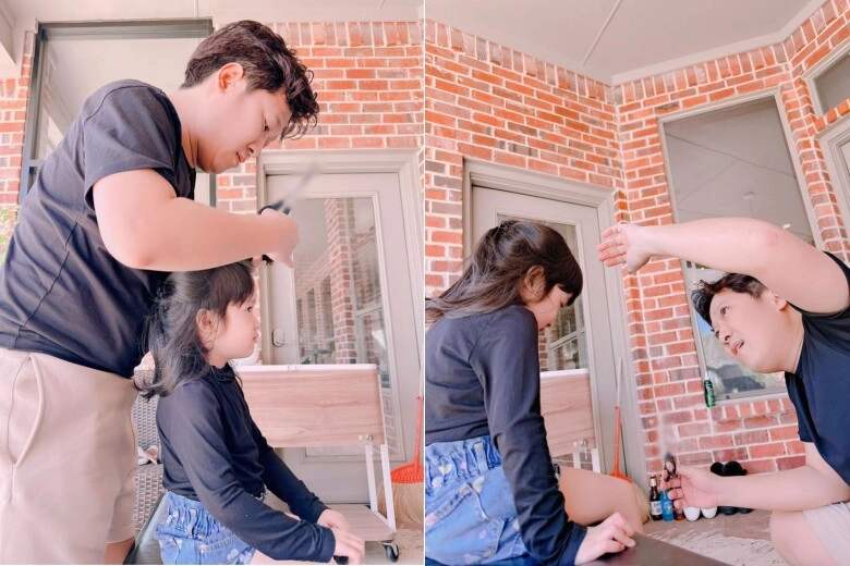 Con gái trường giang được bố cắt tóc từ bé nay sợ người lạ cầm kéo lộ góc nghiêng khoe mũi cao cực xinh xắn - 4