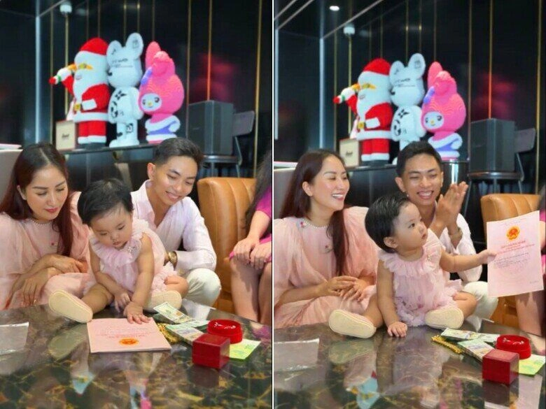 Con gái út giống hệt bố nhà khánh thi - phan hiển có đôi má bánh bao đáng yêu mắt to tròn đen tuyền cực phẩm - 4