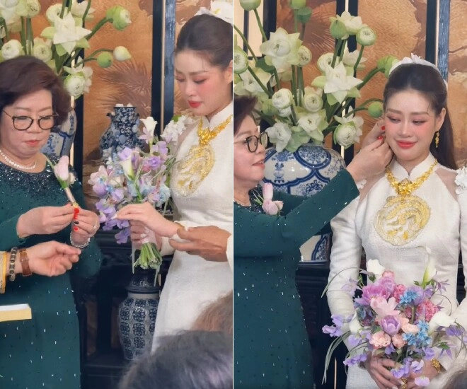 Con riêng 11 tuổi của chồng khánh vân làm phù rể trong đám hỏi cùng bố rước mẹ hoa hậu về nhà - 5