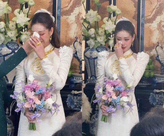 Con riêng 11 tuổi của chồng khánh vân làm phù rể trong đám hỏi cùng bố rước mẹ hoa hậu về nhà - 6