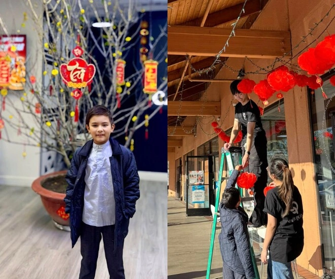 Con trai đan trường 7 tuổi đã ra dáng ceo trang hoàng cơ ngơi do bố mẹ tặng ở mỹ để đón tết - 2