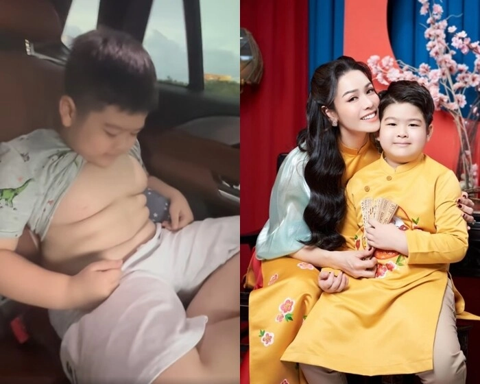 Con trai nhật kim anh khoe cơ bụng 10 múi cực chất quý tử 10 tuổi đã biết lấy tiền lì xì tặng mẹ - 1
