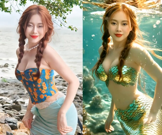 Cộng đồng mạng rủ nhau hóa tiên cá bằng ai ngụp lặn dưới nước nhưng visual vẫn ngời ngời chị em lưu ngay cách để đu trend - 3