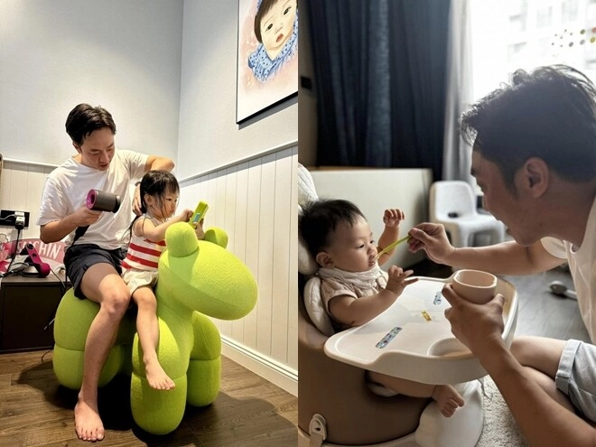 Cường đô la đeo bờm hóa bố đảm chăm 2 con nhỏ đàm thu trang thảnh thơi tận hưởng khoảng thời gian riêng tư - 5