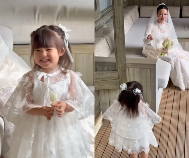Đám cưới salim - doanh nhân hải long con gái pam iu ơi được mẹ dắt tay vào lễ đường đầu đội nhẫn cưng xỉu - 2