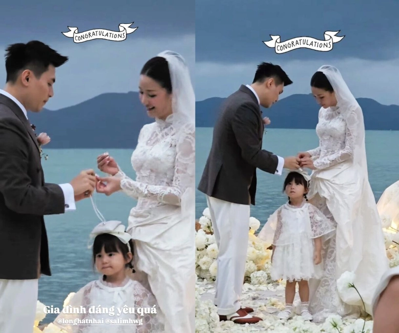 Đám cưới salim - doanh nhân hải long con gái pam iu ơi được mẹ dắt tay vào lễ đường đầu đội nhẫn cưng xỉu - 7