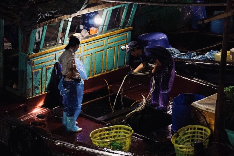 Giữa lòng hạ long có một khu chợ chuyên bán hải sản vừa bắt từ biển lên muốn mua phải đi vào tối đêm - 2