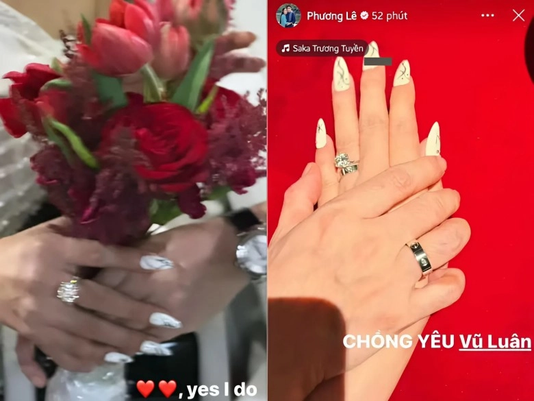 Hh phương lê đính hôn với vũ luân không gian đỏ rực đong đầy hạnh phúc cô dâu khoe nhẫn kim cương khủng - 2