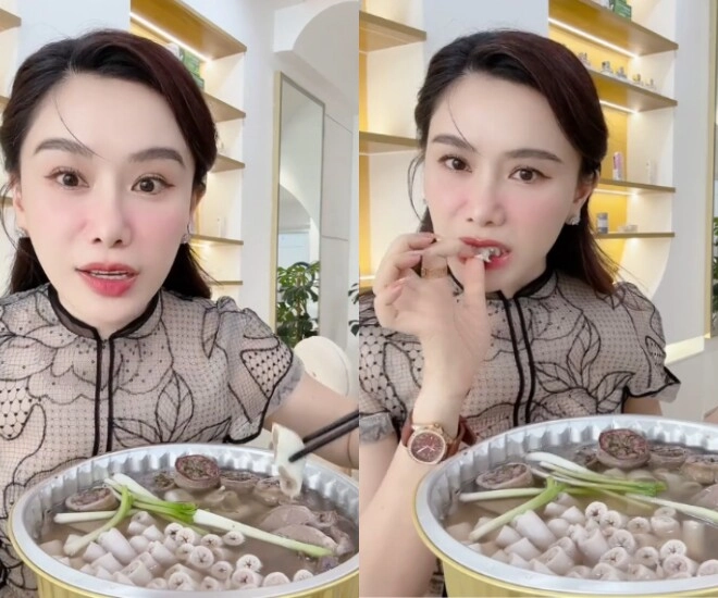 Nữ mc ăn món lòng se điếu hút 4 triệu lượt xem 40 tuổi vẫn trẻ như gái đôi mươi là phú bà miền tây - 1