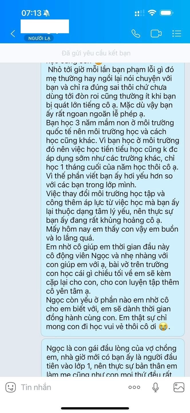 Nuôi cô con gái sống trong môi trường chưa từng bị quát giờ đi học lớp 1 hoảng sợ mẹ hà nội nhắn tin cho cô giáo khiến cđm tranh cãi - 2