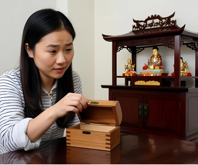 Phát hiện chiếc hộp gỗ lạ trên bàn thờ vào ngày giỗ bố chồng tôi choáng váng khi mở ra - 1