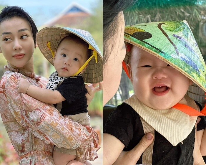 Phương oanh đưa 2 con về quê ngoại chuẩn bị tết cặp sinh đôi mặc áo dài đáng yêu thích thú khi xem gói bánh chưng - 10
