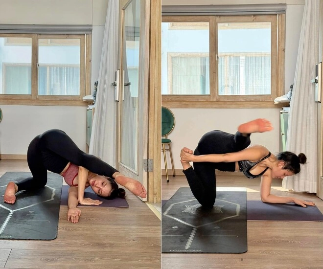 Phương trinh jolie uốn dẻo lộn ngược người yoga ke đầu ở tháng cuối thai kỳ khiến ai nhìn cũng choáng - 2