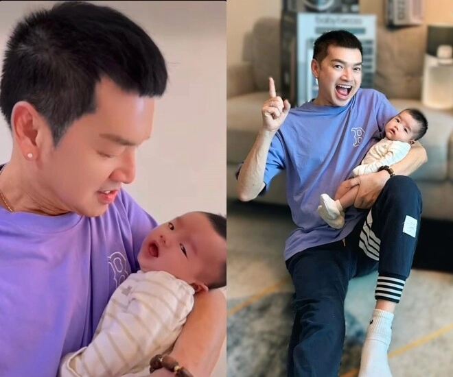 Sao việt 24h bố bỉm quang minh than mệt mất thời gian khi chăm con trai ở tuổi 65 - 1