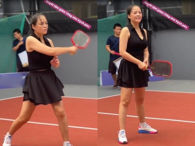 Sao việt 24h nữ diễn viên phim giờ vàng vtv vừa sinh con đã đu trend chơi pickleball thân hình trên sân gây chú ý - 1