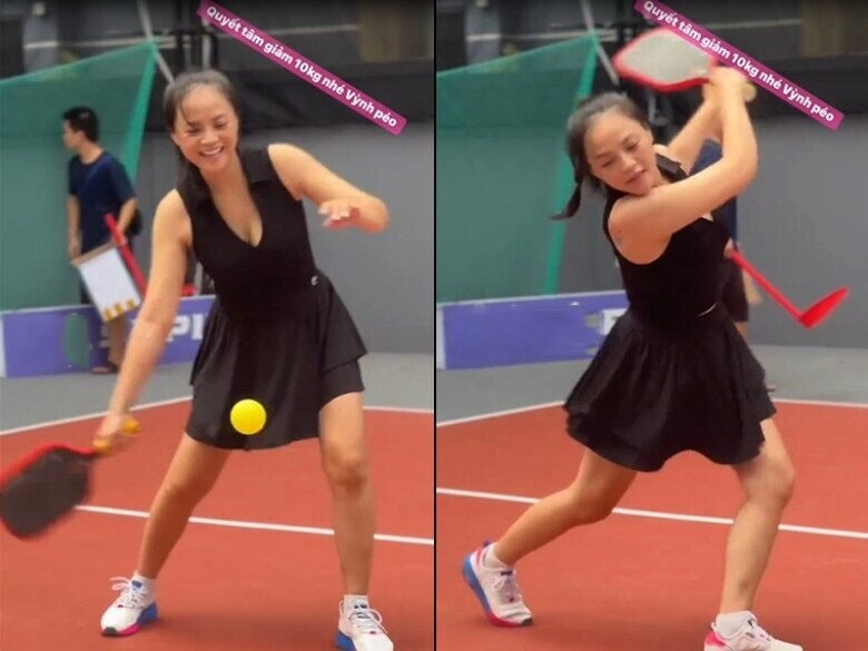Sao việt 24h nữ diễn viên phim giờ vàng vtv vừa sinh con đã đu trend chơi pickleball thân hình trên sân gây chú ý - 2