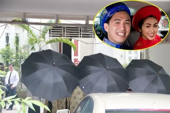 Sao việt che dù kín mít trong đám cưới phương nhi và đỗ mỹ linh làm dâu nhà giàu quý bình giấu vợ đại gia - 14