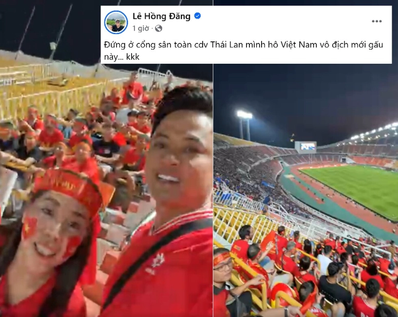 Sao việt cổ vũ đội tuyển việt nam đỗ mỹ linh cùng nhà chồng sang thái hồng đăng ở sân nước bạn hô vô địch - 5
