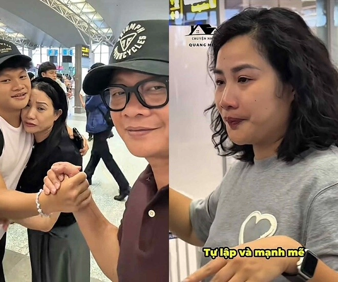 Sao việt ra sân bay tiễn con đi du học con trai btv quang minh có quốc tịch canada thúy hạnh theo ái nữ sang ý - 1
