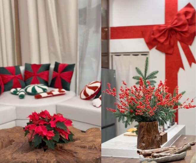 Sao việt trang trí noel vân trang phủ đỏ biệt thự 1200m2 cơ ngơi của cường đô la lung linh như trung tâm thương mại - 4