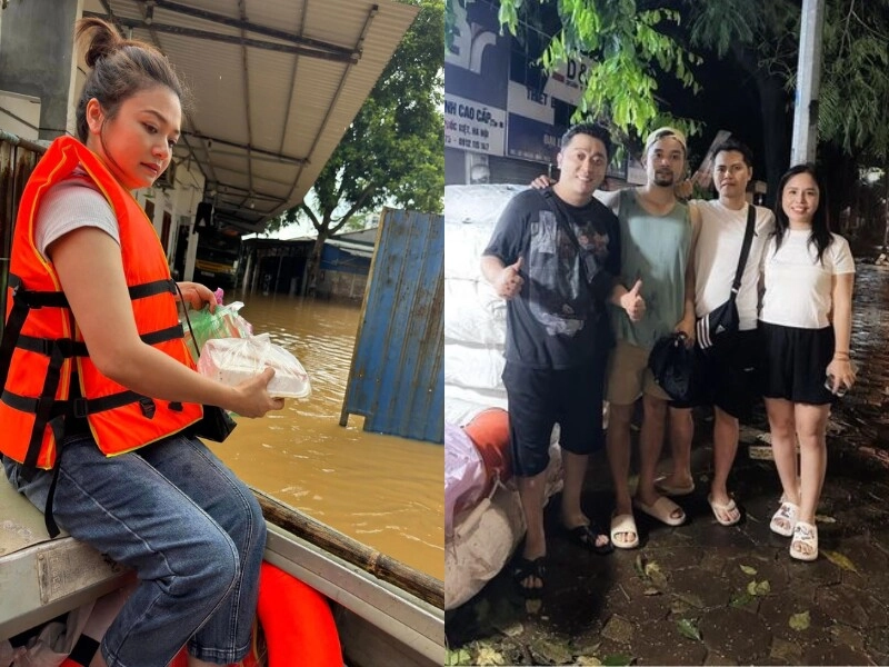 Sao việt xông pha vào vùng lũ vợ chồng hồng đăng lội nước đến gối quế vân bàng hoàng khi thấy nơi nước lên tới đầu - 10