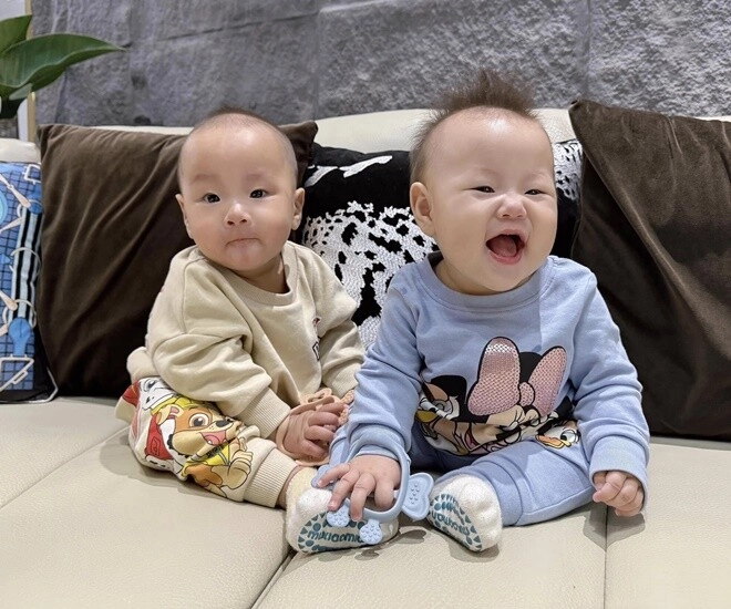 shark bình bản xinh bị phương oanh trêu hơi ú cặp sinh đôi càng lớn càng khác nhau - 1