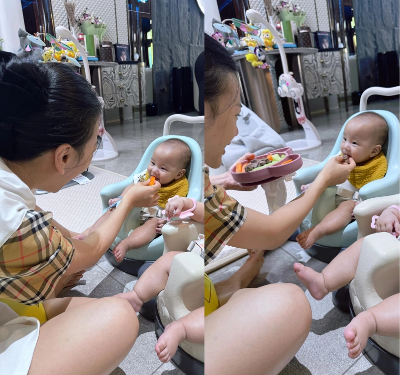 Trái ngược con sao việt ăn dặm ái nữ đỗ mỹ linh khiến mẹ nổi quạu bé khác ngấu nghiến ăn không kịp bón - 12