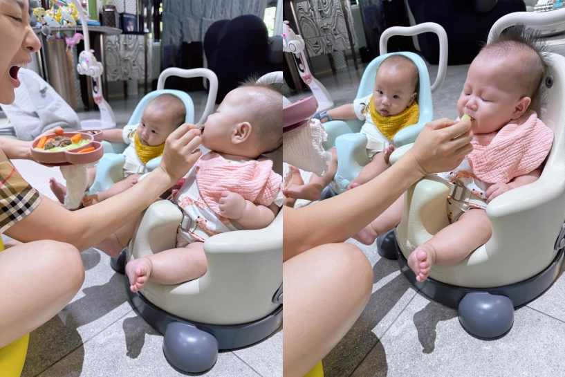 Trái ngược con sao việt ăn dặm ái nữ đỗ mỹ linh khiến mẹ nổi quạu bé khác ngấu nghiến ăn không kịp bón - 13