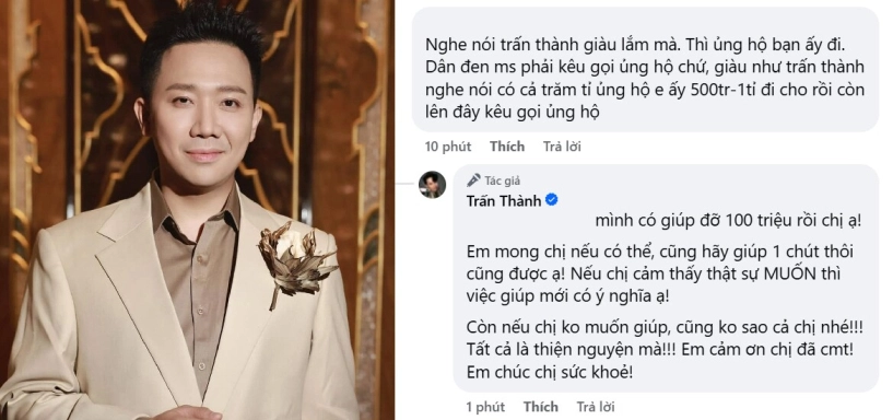 Trấn thành nhận gạch đá khi kêu gọi giúp diễn viên ngân hòa bị hỏi có cả trăm tỷ mà không tự ủng hộ - 4