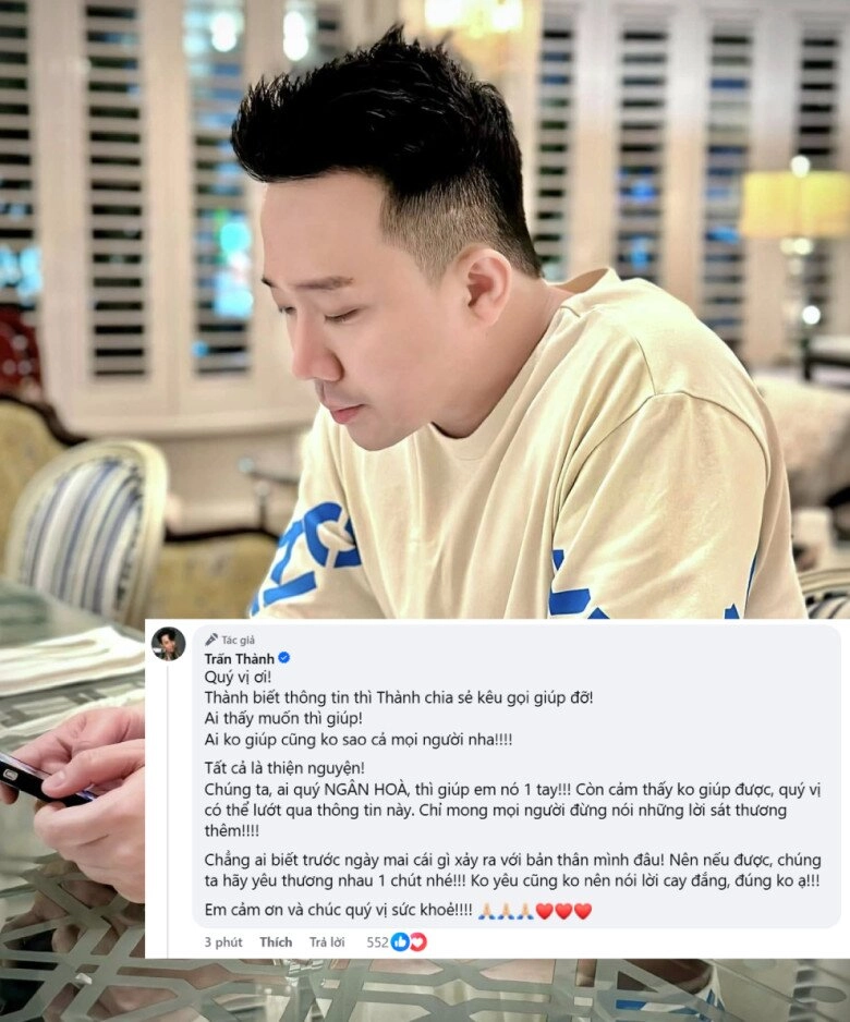 Trấn thành nhận gạch đá khi kêu gọi giúp diễn viên ngân hòa bị hỏi có cả trăm tỷ mà không tự ủng hộ - 5
