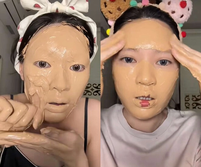 Trào lưu đắp cả tấn kem nền như trét xi măng lên mặt của tiktoker có tạo lớp nền đẹp không tì vết - 1