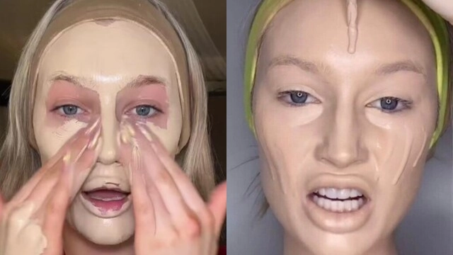 Trào lưu đắp cả tấn kem nền như trét xi măng lên mặt của tiktoker có tạo lớp nền đẹp không tì vết - 4