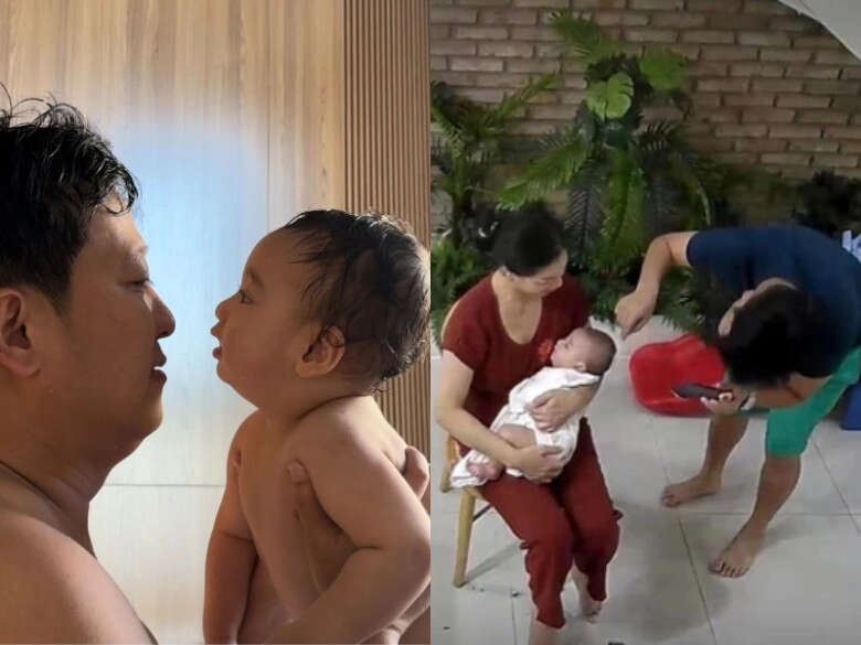 Trường giang chăm con trai cực khéo quý tử lộ mặt liền được nhận xét đúc nguyên khuôn từ ba danh hài - 5