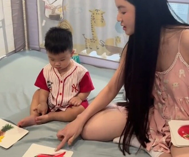 Vợ đại gia của quang hải bắn liên thanh dạy con hút hơn 6 triệu lượt xem mẹ bỉm tràn vào bình luận thắc mắc - 1