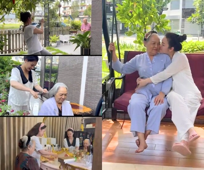 Xúc động cảnh nhật kim anh bật khóc ôm chân mẹ trong dịp vu lan nuôi được 2 con đều nhờ công đấng sinh thành - 1