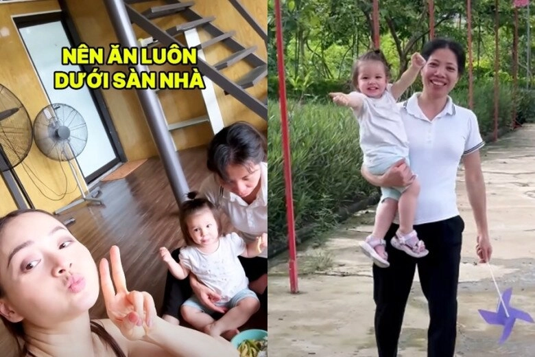 Lan phương tranh thủ từng phút để chăm 2 con khi đi quay phim có bảo mẫu theo sát giúp đỡ - 3