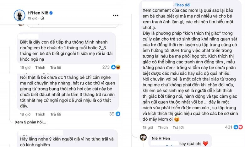 Sao việt 24h hhen niê gây tranh luận khi dạy con 1 tuần tuổi học ái nữ từ trong bụng đã biết phản ứng khi mẹ đọc sách - 3