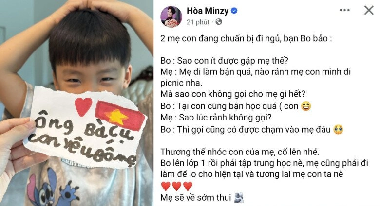 Xót lòng câu nói của con trai hòa minzy sao con ít được gặp mẹ thế - 2
