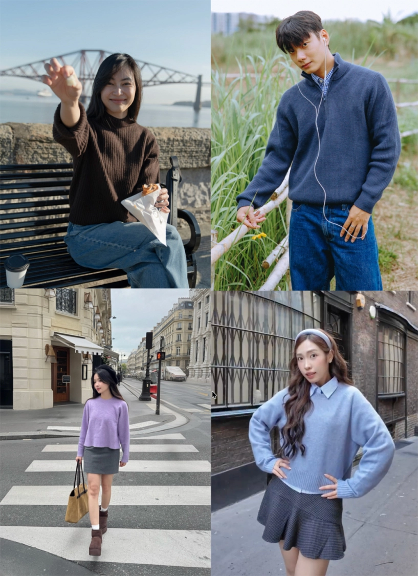 Áo len sợi souffle của uniqlo nổi bật giữa khung cảnh trời thu từ âu đến á - 1