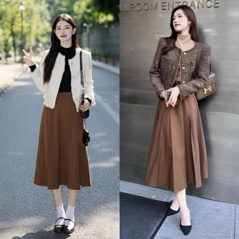 Bí quyết phối áo khoác cùng váy mùa thu giúp nàng mét rưỡi tránh bị nuốt dáng tôn chiều cao và thời thượng - 9