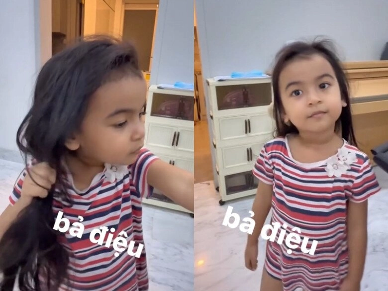 Con gái lai ấn nhà võ hạ trâm thuộc bài hát yêu nước của mẹ 4 tuổi đã điệu đà sở hữu mái tóc đen dài - 4