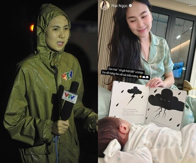 Con trai mai ngọc 5 tháng tuổi đã theo mẹ đi làm bé xíu đã dạn dĩ trước ống kính hứng thú với nghề mc thời tiết - 4