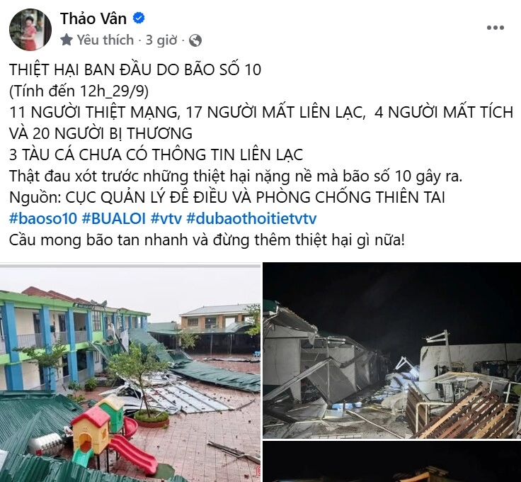 Đăng tải cảnh thiệt hại mà bão bualoi gây ra mc thảo vân đau xót khi nhìn số người thiệt mạng và mất tích - 2
