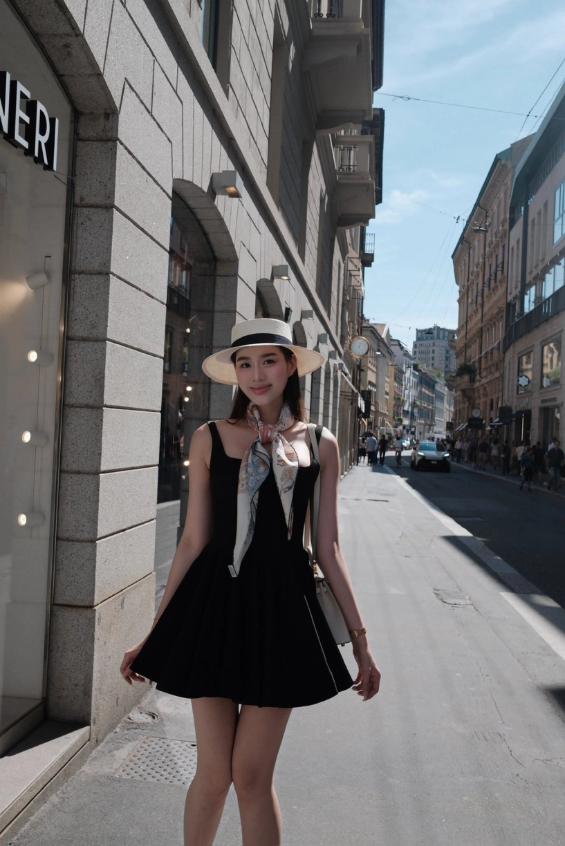 Đỗ thị hà khoe chân dài 111m khi diện váy ngắn dạo phố milano - 6